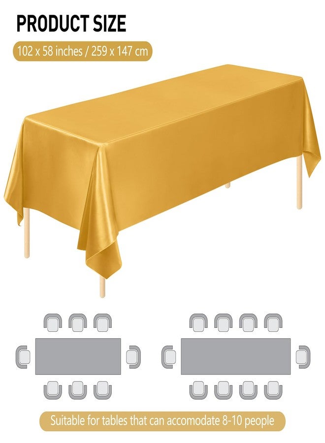 MCEAST 4 Pieces Gold Satin Tablecloth 102 x 58 Inch Gold Satin Table Overlay Cover Rectangular Bright Silk Tablecloth for Party, Wedding, Banquet Table Decoration - Image 2